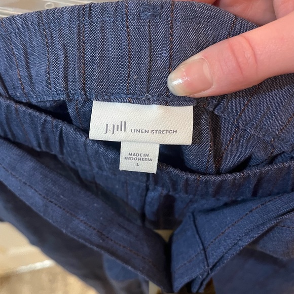 J Jill Wide Leg Striped Linen Stretch Pants Size L - Picture 5 of 13